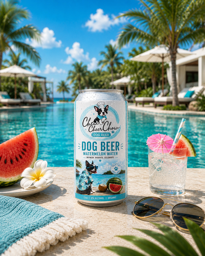 Chew Cheer Chow Dog Beer – Watermelon Water for Dogs | Dog Mocktail Drink, Hydration Beverage & Food Topper (12 oz)